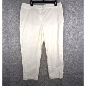 Talbots Women's Perfect Crop Pants Flat Front White Size 16 Office Classic